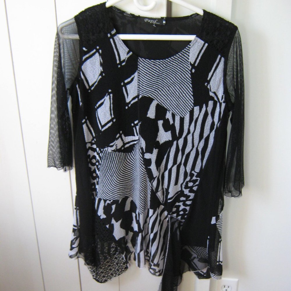 Papa Black and White Patterned Tunic